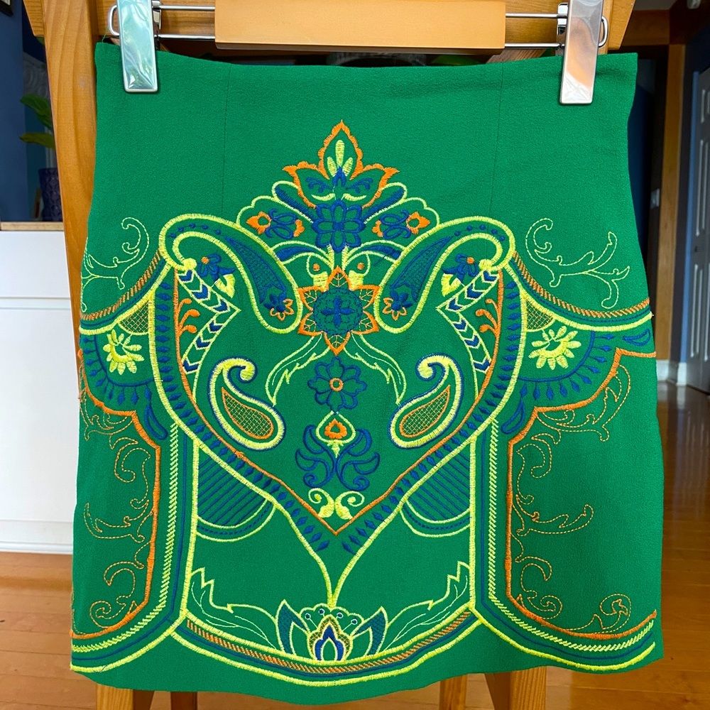 Unique embroidered skirt .